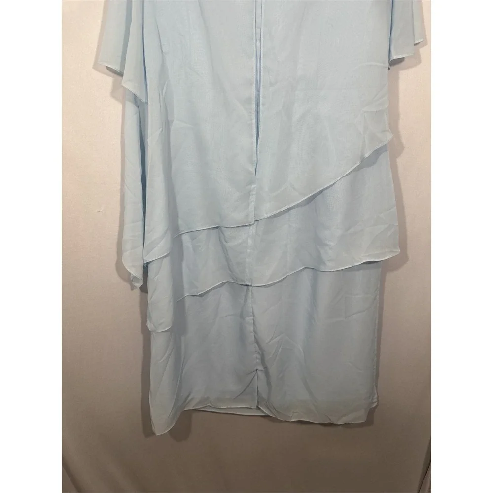 NEW UNBRANDED [ 18W ] Sheath Column Knee Length Chiffon with Beading Light Blue